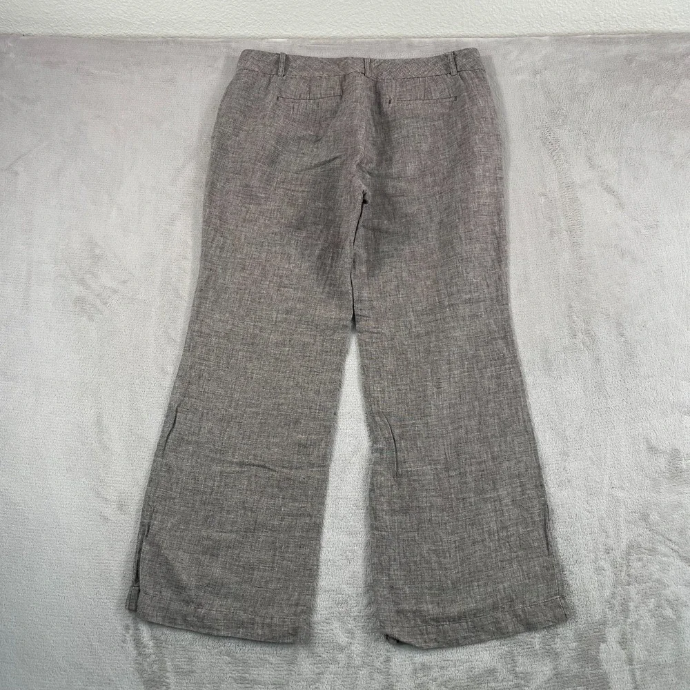 Banana Republic Wide Leg Trouser Pants Women 12P‎ Petite Brown Linen Blend